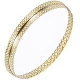 HORIALENCE 小さなお盆 ジュエリートレイ ドレッサー用 アクセサリートレイ 丸形 鏡面仕上げ 大容量で日用品収納可能 アート感あるデザインで