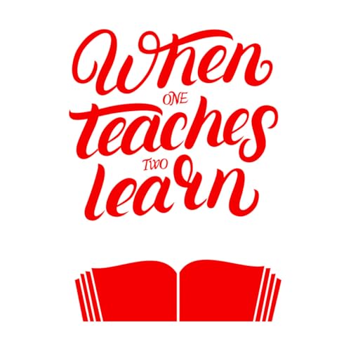 Image of When one Teaches Two Learn Hand Written Lettering Wall Decals PVC 36x49.5cm Store Decoration Red