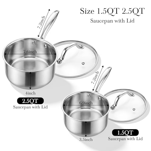 Image of Tri-Ply Stainless Steel Pot 1.5Qt & 2.5Qt with Lids