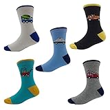 Mingming Little Boys' Carton Car Socks (Pack of 5)