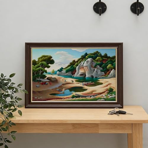 Impression sur toile Fishermens Camp de Benton - Toile haut de gamme avec cadre de suspension