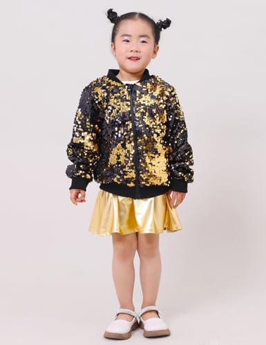 Image of YIYI Sequin Jackets for Girls Kids Boys Glitter Sparkle Bomber Varsity Birthday Party Shiny Outwear Clothes