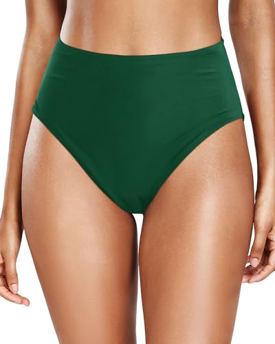 Image of Tempt Me Womens High Cut High Waisted Bikini Bottoms Tummy Control Bathing Suit Bottoms Swim Bottom Swimsuit Bottom