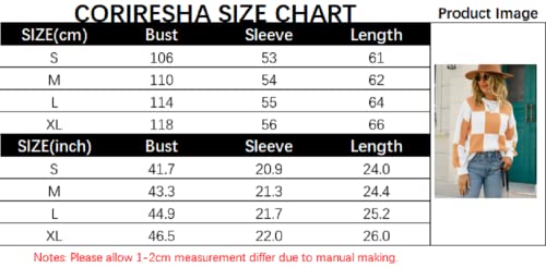 Coriresha Women's Color Block Check Crew Neck Long Sleeve Chunky Casual Knit Pullover Sweater #TOP5