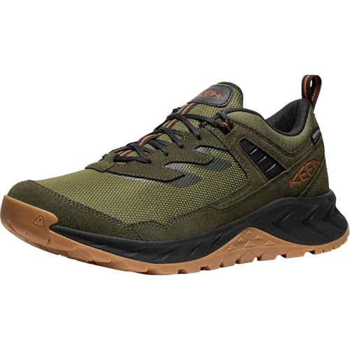 Top 10 Best City Hiking Shoes for Urban Adventures 11 KEEN Men's Hightrail Low Height Durable Lightweight Breathable Leather Waterproof Hiking Shoes, Winter Moss/Gold Flame, 9.5