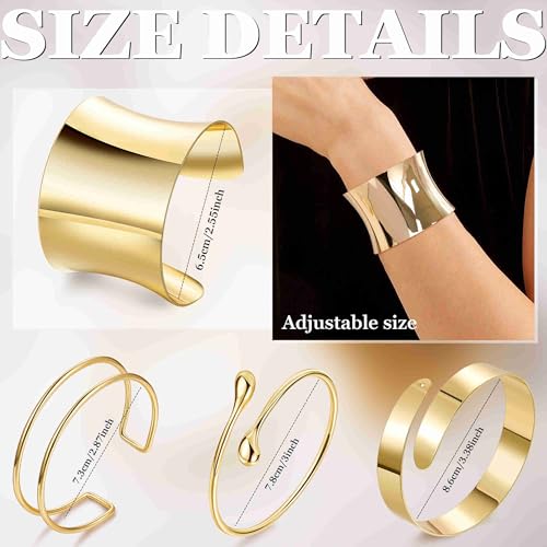 4PCS Gold Arm Cuff Bracelets for Women Chunky Open Wrap Cuff Bracelet Set Adjustable Upper Arm Bracelet Bangle Statement Bracelet Minimalist Irregular Armband Coil Swirl Arm Jewelry2