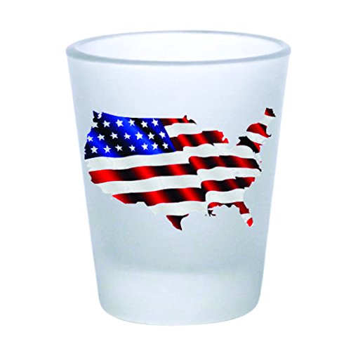 Shot Glass - American Flag Map - Frosted 2oz