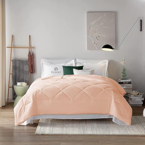 Image of Filbert 600 GSM Comforter for Double Bed | Super Warm Winter Quilt /Rajai | Thick Microfiber Blanket with Cloud-Soft Fill | Luxury Bedding for Winters - 90x100 Inch | Peach