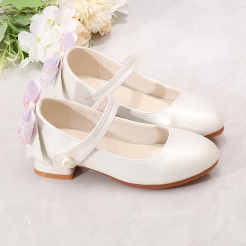 IWIHMIV Dress Up Shoes for Little Girls Fashion Toddler Low Chunky Heels Wedding Party School Flower Girl Leather Shoes2