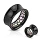 beyoutifulthings Ohr-Tunnel Abalone-Muster Innen-Rand Schwarz Acryl Ohr-Piercing Ohr-Schmuck Saddle Fit Plug Sattel-verschluss 8-mm