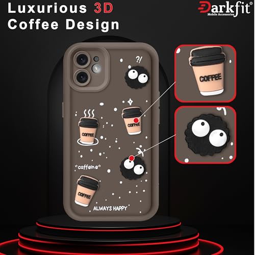 Image of DARKFIT Back Case Cover Compatible for iPhone 12 Mini | Cute Fun Cartoon 3D Ball | Coffee Silicone Case | Body Protection | Camera Protection | Shock Proof | Color Brown | Pack of 1