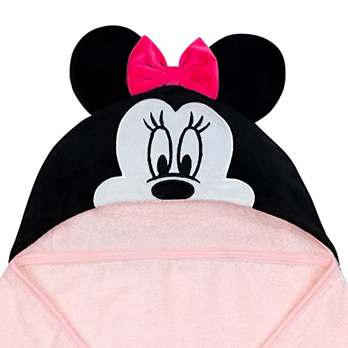 Lambs & Ivy Disney Baby Minnie Mouse Pink Cotton Hooded Baby Bath Towel #TOP1