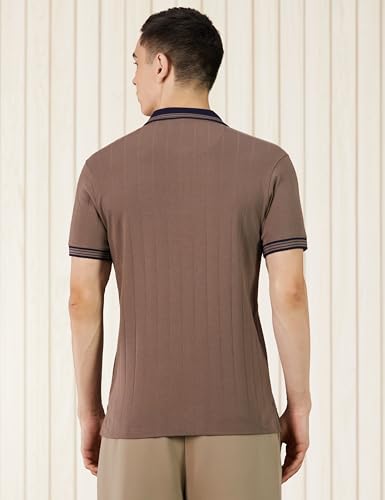 Image of Amazon Brand - Symbol Men Regular Fit Rib Textured Polo| Half Sleeves | Available in Plus Size