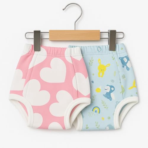 Image of Premium Baby Diaper Pants / Potty Training Panties / Padded Underwear for 0 - 4 Years | Soft, Washable & Reusable Cotton Nappies for Boys & Girls | Leakproof, Absorbent & Breathable | 2 /3 /4 Pack | Leakproof, Absorbent (Premium multicolor, 0-12 months, 3, count)