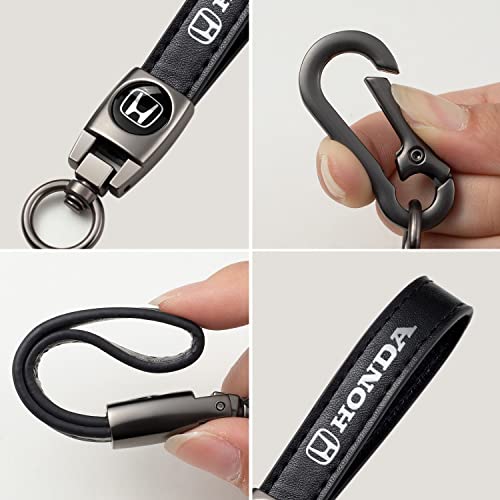 Porwayse Genuine Leather Car Keychain Compatible Honda Civic Cr-V Crv Accord Pilot Lx Ex Ex-L Touring,Car Key Chain For Men And Woman Key Ring #TOP2