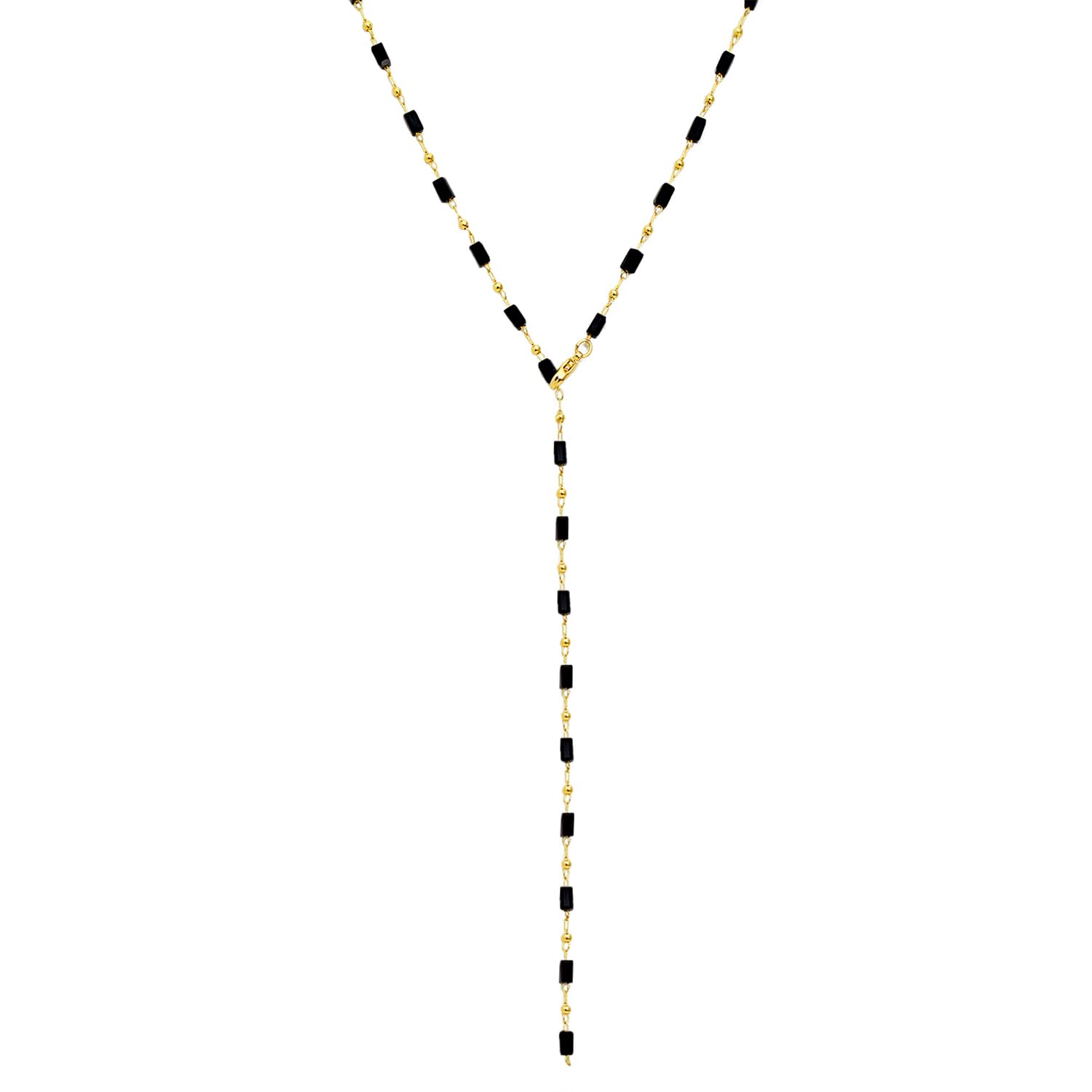 S.J JEWELRY Womens Handmade CZ Simple Delicate 14K Gold Plated/Rose Gold Plated/Silver Plated Lariat Simple Baton Adjustable Y Necklace