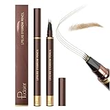 2 Pack Eyebrow Pen, Waterproof Microblading Eyebrow Pencil, 4 Tip Precise Eye Brow Makeup Pen for Women to Effortlessly Create Hair Like Natural Brows, Non Dry Out and Last All Day (Light Brown)