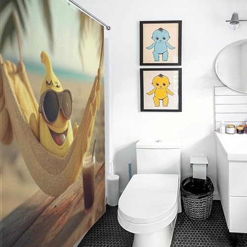 Rideau de douche banane lavable en polyester imperméable anti-éclaboussures - 3