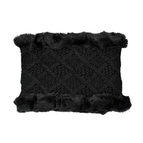 Premium Solid Color Winter Diamond Knit Faux Fur Trim Infinity Loop Circle Scarf3