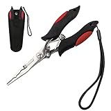 Hikary Long Nose Fishing Pliers,Ice Fishing Gear,Stainless Steel Hook Remover Braid Cutter Rustproof Fishing Multi-Tools Fishing Gripper for Freshwater Saltwater