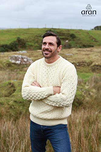 Mens Irish Wool Sweater, 100% Real Irish Wool Jumper, Traditional Aran Knit Pattern4