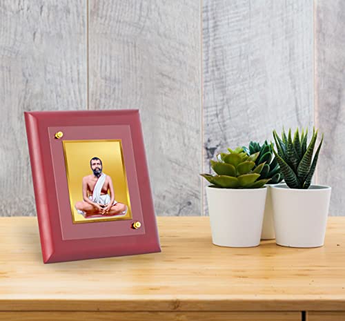 Image of DIVINITI Prima Pure 24K Gold Plated Ram Krishna Religious Frame - Luxury Home, Office & Mandir Decor | Premium Gold Foil Artwork in MDF Frame | Table Top Display (21.5 X 17.5 CM)