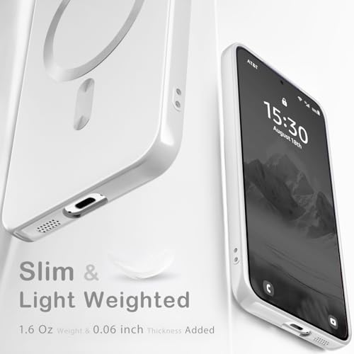 Image of DIZORO Samsung A35 5g Case, Compatible with Mag Safe Back Cover, Matte Luxury Metallic Luster Flexible TPU Wireless Charging Shockproof Case with Camera Protector Lens (Silver)