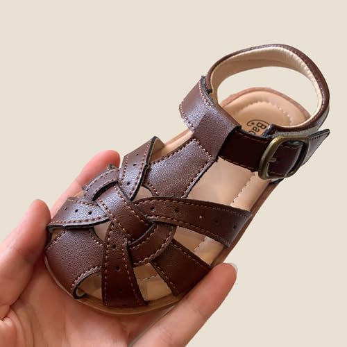 Girl's Princess Closed-toe Sandal Gladitor Fishman Strappy Sling Back T-strap Hook&Loop Summer Shoes4
