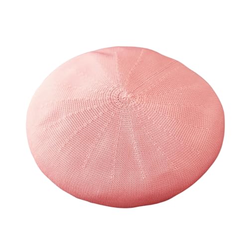 ZARSIO Summer French Beret Breathable Thin Beret Hat Solid Color Beanie for Women Lady (US, Numeric, 7 1/8, 7 1/4, Pink)