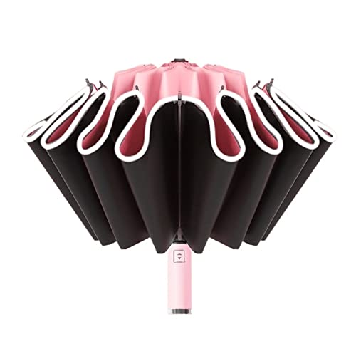 Parapluie inversé robuste coupe-vent rose automatique pour homme et femme