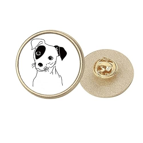 Broche ronde en métal doré motif chien noir taille M bijou fantaisie
