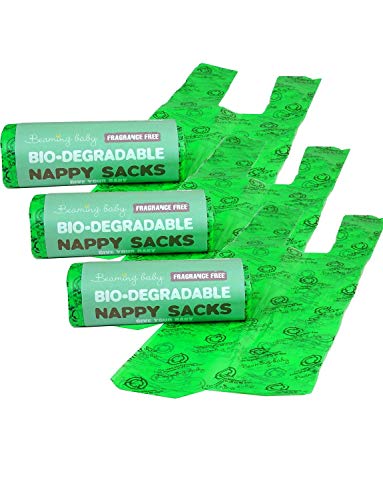 Beaming Baby - Pack de 3 rollos de bolsas para pañales biodegradables, sin fragancia