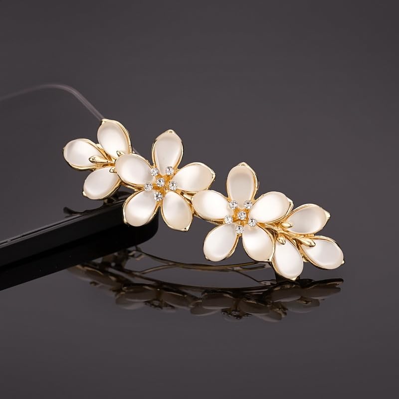 Pasadores de pelo vintage, pinzas para el pelo de ópalo brillantes con diamantes de imitación de flores, horquilla de estilo francés, accesorios