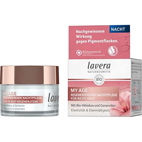 lavera MY AGE Regenerierende Nachtpflege - Nachtcreme mit Bio-Hibiskus & Ceramiden - für reife anspruchsvolle Haut - mindert Pigmentflecken - Naturkosmetik - vegan - Bio (1 x 50 ml)