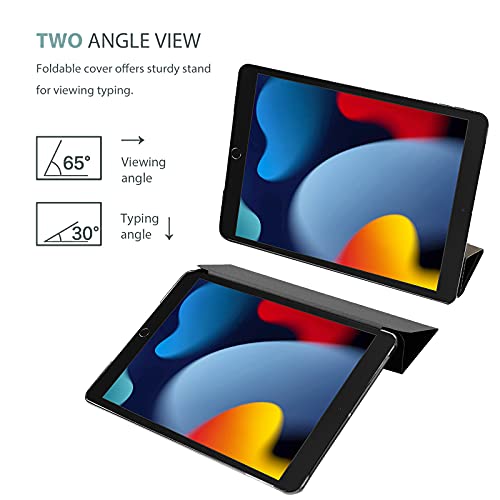 ProCase iPad 10.2 Case 2021 9th Gen/ 2020 8th Gen/ 2019 7th Gen Case with Tempered Glass Screen Protector, Slim Stand Hard Shell Protective Smart Cover for 10.2” iPad 9th/8th/7th Generation -Black