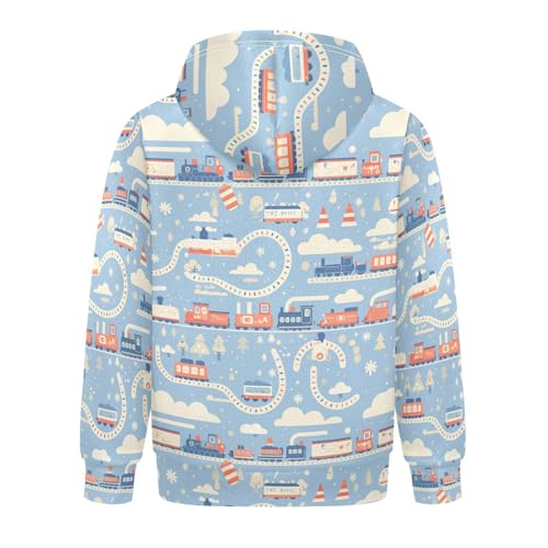 KLL Funny Steam Train Boys And Girls Sweatshirts Casual Pullover Hoodie Kangaroo Pocket2