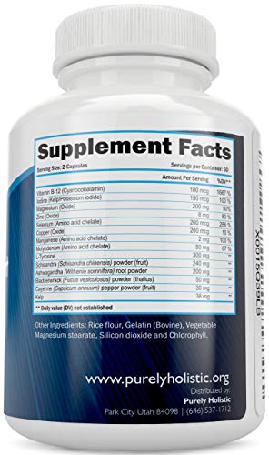 Thyroid Support Supplement 120 Capsules ★ Satisfaction Assured ★ 100% More Than Other Brands - Natural Thyroid Supplement With Iodine - Energy, Metabolism & Focus Formula, Made In Usa, Non Gmo #TOP3