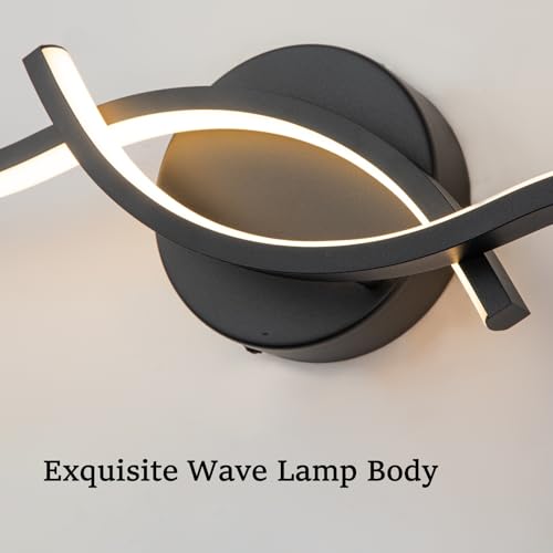 Image of EDISLIVE 24 Inch Black LED Vanity Light, 15W Dimmable Modern Wall Sconce, 3000K Warm White Linear Fixture with Acrylic Strip Shade for Bathroom Mirror Bedroom Makeup