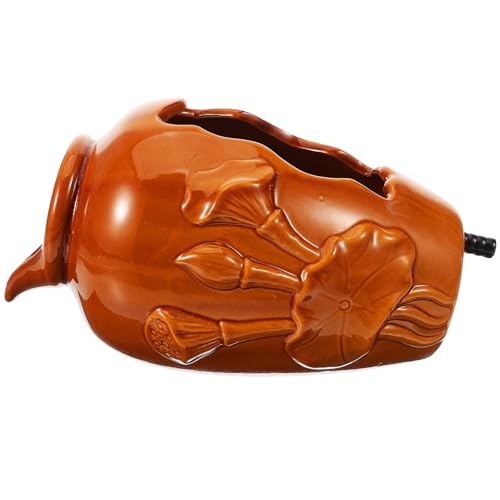 Toddmomy Fontaine Eau Pot Céramique Décoratif pour Jardin Bassin à Poissons Jarre Céramique avec Cascade Dispenser pour Aquarium Et Extérieur