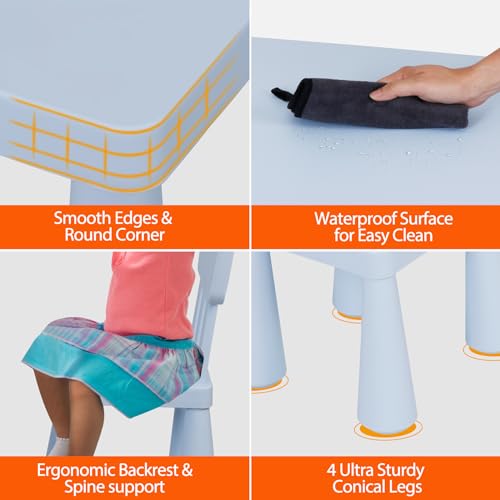 ZENY-Kids-Table-and-Chair-Set-3-in-1-Plastic-Children-Activity-Table-for-Toddlers-Drawing-Reading-Crafts-Snack-Time-Detachable-Tabletop-Table-and-Chair-Set-for-Home-Nursery-Playroom ZENY Kids Table and Chair Set 3 in 1 Plastic Children Activity Table for Toddlers Drawing Reading Crafts Snack Time Detachable Tabletop Table and Chair Set for Home Nursery Playroom