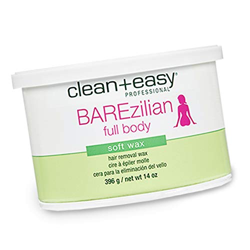 Clean + Easy BAREzilian Hard Wax, Non-Strip Hair Removal Depilatory Wax for Full Body, Bikini Brazilian Waxing, Great for Sensitive Skin - Ideal for Women and Men, 14 oz