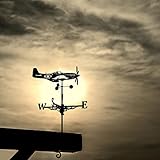 Anti-Rust Metal Weathervane, Retro Farm Scene Garden Yard Art Decorative Wind Indication 25.6 inch (Airplane)
