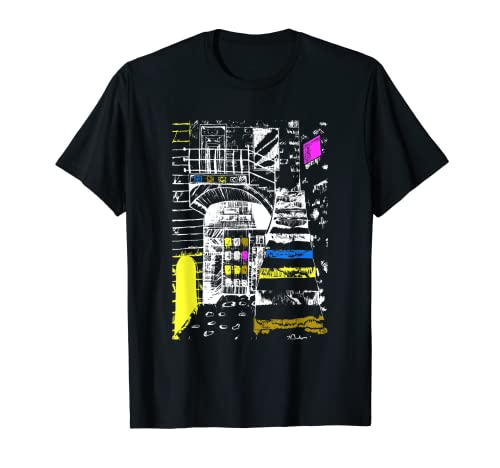 Ventana y puerta de la escalera de las ilustraciones del boceto colorido Camiseta