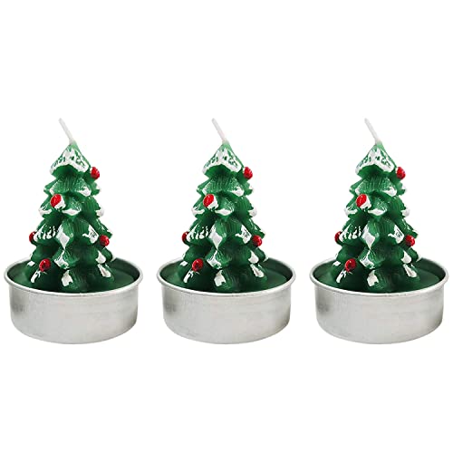 AEX 3X Christmas Tea Light Candles Handmade Delicate Santa Claus Snowman Acorn Tree Candles for Christmas Decoration Gifts (Christmas Tree Tea Light Candle)