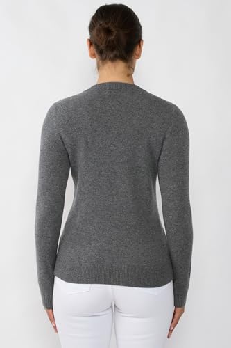 Image of JENNIE LIU Women's 100% Pure Cashmere Crew Neck Sweater, Tight Knit Cozy Soft Hand Washable Long Sleeve Pullover