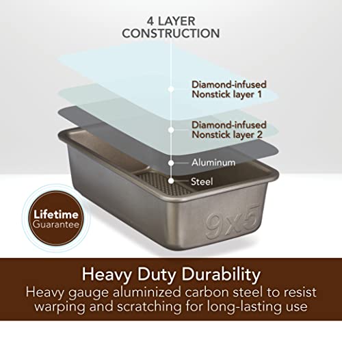 Goodcook-Aluminized-Steel-Diamond-Infused-Non-Stick-Coated-Textured-Bakeware-Loaf-Pan-champagne-pewter Goodcook Aluminized Steel Diamond Infused Non Stick Coated Textured Bakeware Loaf Pan champagne pewter
