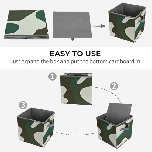 Cube de rangement pour vêtements en tissu vert avec double poignées - 5