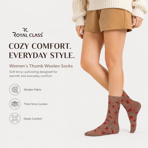 Image of RC. ROYAL CLASS Women's Warm Woolen Calf Length Thick Terry /Towel Multicolored Socks(Pack of 3 Pairs)(Winter wear socks)
