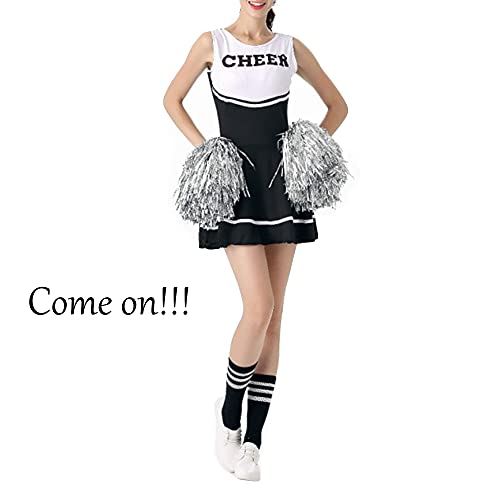 Niuhong 6 PCS Cheer Leader Poms Cheerleader Poms Accessories Cheerleading Pom Bright Metallic Cheers Ball Squad Cheer Farben Pompons Poms Hand Flower Spirit Cheering Pom Colours Sports Games Team - Image 2