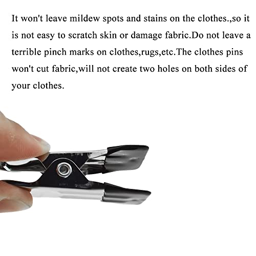 Image of Hahiyo Stainless Steel Clothespins Sock Clip Laundry 2.2inch Length with Spring Strong Grip Windproof Easy Pinch Hang Handy Save Space Not Damage Leave Pinch Mark for Clothesline Towel Black 7PCS